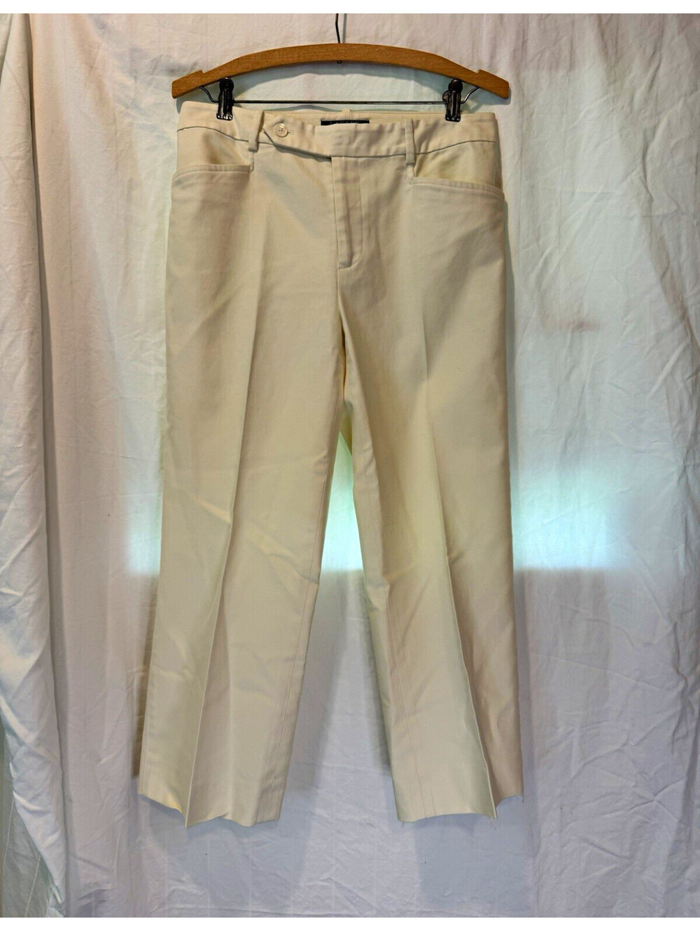 Lauren Ralph Lauren Ivory Petite Ankle Pants Straight Leg Stretch Pockets 6P